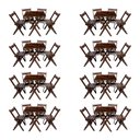 Ver imagem 1 de Kit 8 Conjuntos Mesa Dobrável 70x70cm para Bar com 4 Cadeiras em Madeira Maciça - Imbuia