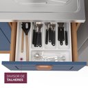 Ver imagem 6 de Cozinha Pérola com Rodapé 2 Peças Balcão 3 Gavetas 2 Portas e Balcão 2 Portas Yescasa Azul/Freijó