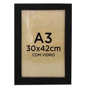 Moldura Quadro A3 30x42 Diploma Certificado Foto com Vidro - Várias Cores TaColado Moldura Trad 1cm 