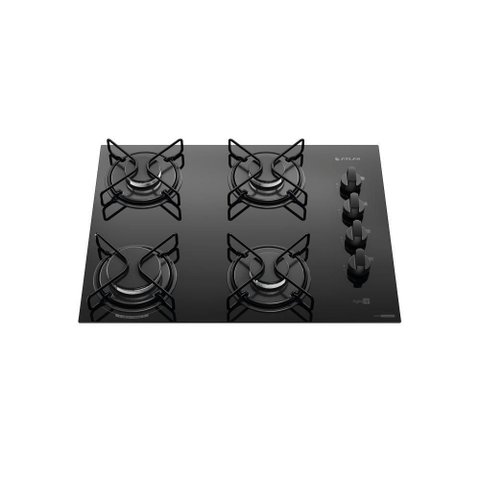 Cooktop 4 Bocas Preto Mesa de Vidro Atlas Agile Up Mega Chama Bivolt