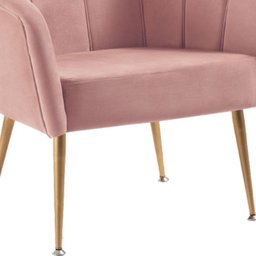 Poltrona Decorativa Pes Aço Dourado 7049 Veludo Rosa Dmobiliario - 3