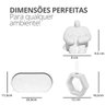 Vaso Decorativo Conjunto 3pçs Solitário Hexa Estátua Gigante e Bandeja Oval - Branco - 3