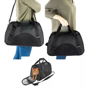 Mala Bolsa Transporte Avião Carro Nylon Cachorro Gato Preta