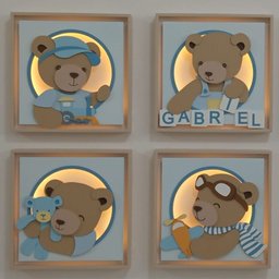 Quadro Caixa Charme Ursinho com Dadinhos - QDUR-03 BH BABY KIDS - 3