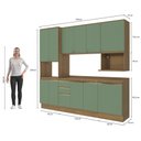 Ver imagem 4 de Armário de Cozinha Compacta Nicho Micro-ondas 100% Mdf 250cm Nogueira/verde Oliva Celeste