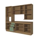 Ver imagem 5 de Armário de Cozinha Compacta Nicho Micro-ondas 100% Mdf 250cm Nogueira/verde Oliva Celeste
