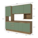 Ver imagem 3 de Armário de Cozinha Compacta Nicho Micro-ondas 100% Mdf 250cm Nogueira/verde Oliva Celeste