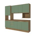 Ver imagem 2 de Armário de Cozinha Compacta Nicho Micro-ondas 100% Mdf 250cm Nogueira/verde Oliva Celeste