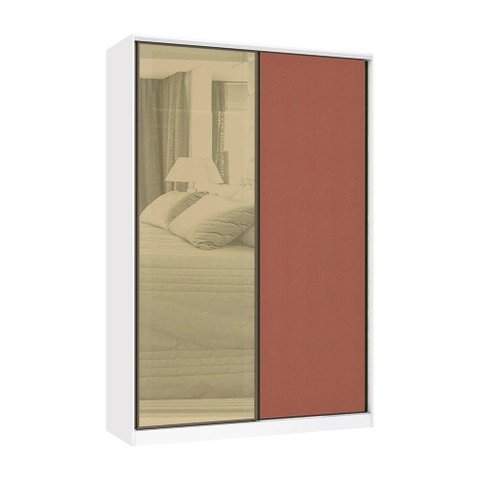 Guarda Roupa 2 Portas de Correr 3 Gavetas 159cm com Vidro Reflecta Bronze Prime Luciane Móveis