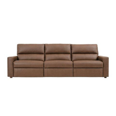 Sofá 3 Módulos Recliner Retrátil Reclinável Elétrico Couro Amarula 295cm