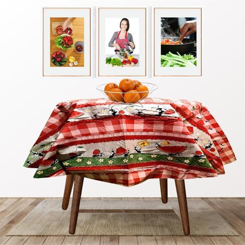 Toalha de Mesa Termica REDONDA - FORMIGUINHAS - 1,35m Diâmetro * Mesa REDONDA *- PVC - 4 cadeiras -