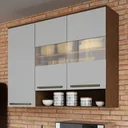 Ver imagem 1 de Armário Aéreo de Cozinha 120cm com 3 Portas Vidro Reflecta e Nicho 100% Mdf Itália