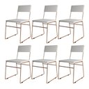 Ver imagem 1 de Kit 6 Cadeiras Málaga Corino Branco Base Cobre para Mesa Sala Cozinha - Cobre/branco