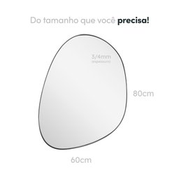 Espelho Decorativo Orgânico 80x60 Moderno:Preto - 2