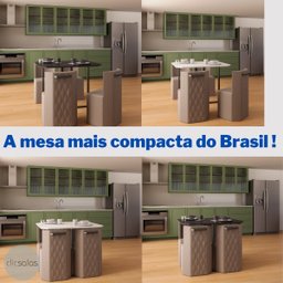 Conj. Compacto Sala de Jantar Pin - Mesa Rtg C/ 4 Cadeiras Estofadas - 5