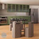 Ver imagem 2 de Conj. Compacto Sala de Jantar Pin - Mesa Rtg C/ 4 Cadeiras Estofadas