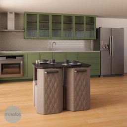 Conj. Compacto Sala de Jantar Pin - Mesa Rtg C/ 4 Cadeiras Estofadas - 3