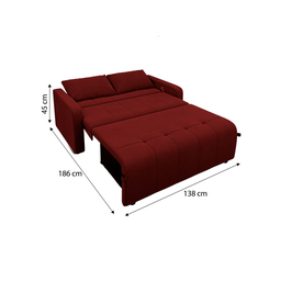 Sofá Cama para Sala de Estar Amora New Veludo Matrix - Vinho - 6