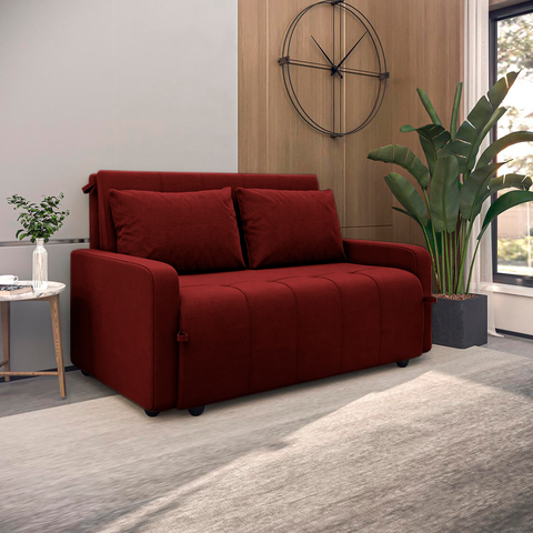 Sofá Cama para Sala de Estar Amora New Veludo Matrix - Vinho
