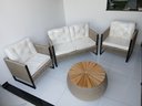 Ver imagem 1 de Conjunto 1 Sofá 2 Poltrona 1 Centro em Madeira Corda Náutica Rami Estrutura Alumínio Área Externa