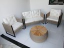 Ver imagem 3 de Conjunto 1 Sofá 2 Poltrona 1 Centro em Madeira Corda Náutica Rami Estrutura Alumínio Área Externa