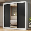 Ver imagem 1 de Guarda-roupa Casal 3 Portas de Correr com Espelho Branco/preto Nobre Madesa