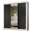 Ver imagem 3 de Guarda-roupa Casal 3 Portas de Correr com Espelho Branco/preto Nobre Madesa