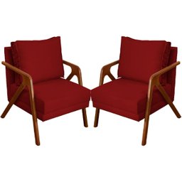 Kit 2 Poltrona Decorativa para Sala Recepção Consultório Reforçada em Madeira Maciça Shine Suede - 1