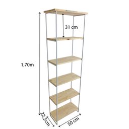 Estante Torre Industrial de Ferro Slim 6 Prateleiras Natural e Branco - 2