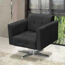 Ver imagem 1 de Poltrona Decorativa Elisa Suede Preto com Base Giratória em Aço Cromado