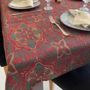 Ver imagem 5 de Toalha de Mesa Redonda em Jacquard Luxo Natalino Arabesco Vermelho - 2,80M