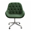 Ver imagem 2 de Cadeira Escritório Giratória Lua Capitonê Poltrona com Rodinhas Home Office - Veludo Verde