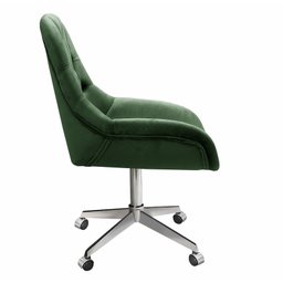 Cadeira Escritório Giratória Lua Capitonê Poltrona com Rodinhas Home Office - Veludo Verde - 3