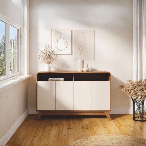Aparador Multiuso Nature com 4 Portas para Sala