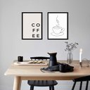 Ver imagem 1 de Kit 2 Quadros Ultra Minimalistas Cozinha Café 33x24cm - com Vidro:madeira Preta