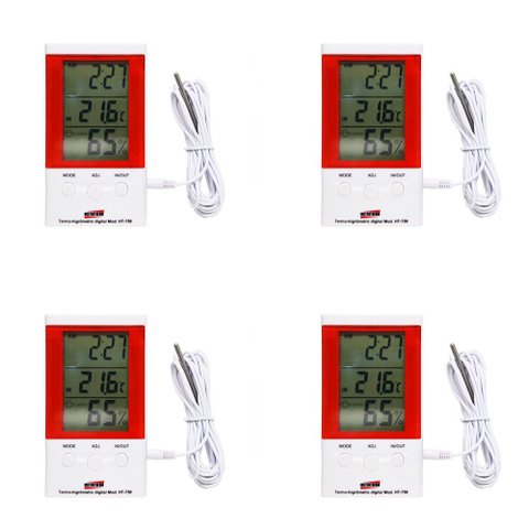 Kit 4 Termo Higrômetro Digital Mesa Parede Relógio Imã Sensor Interno Externo Ht-750 Portátil