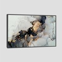 Ver imagem 1 de Quadro Abs Único Cinza e Dourado Tela Moldura Preta 63x42cm