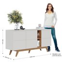 Ver imagem 5 de Balcão Aparador Buffet Rebeca C05 Off White/Freijó - Mpozenato