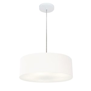 Lustre Pendente Cilíndrico Vivare Md-4132 Cúpula em Tecido 40x15cm - Bivolt - Branco - Bivolt