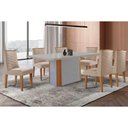 Ver imagem 1 de Conjunto: Mesa de Cozinha Pietá C/ Tampo Madeirado C/ Vidro Canto Curvo 180x90cm e 6 Cadeiras Dafne