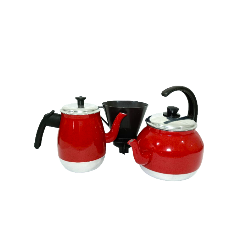 Kit Chaleira 2l + Bule 1,5l +  Coador Vermelho - 1