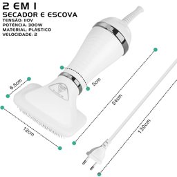 Secador de Pelo 2 In 1 Escova Pente Pet Tosa Profissional Portátil Gato Cachorro - 2