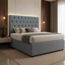 Ver imagem 3 de Cabeceira Box Casal 140cm Paris Capitonê Estofada Veludo Espuma D23:Cinza