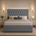 Ver imagem 2 de Cabeceira Box Casal 140cm Paris Capitonê Estofada Veludo Espuma D23:Cinza