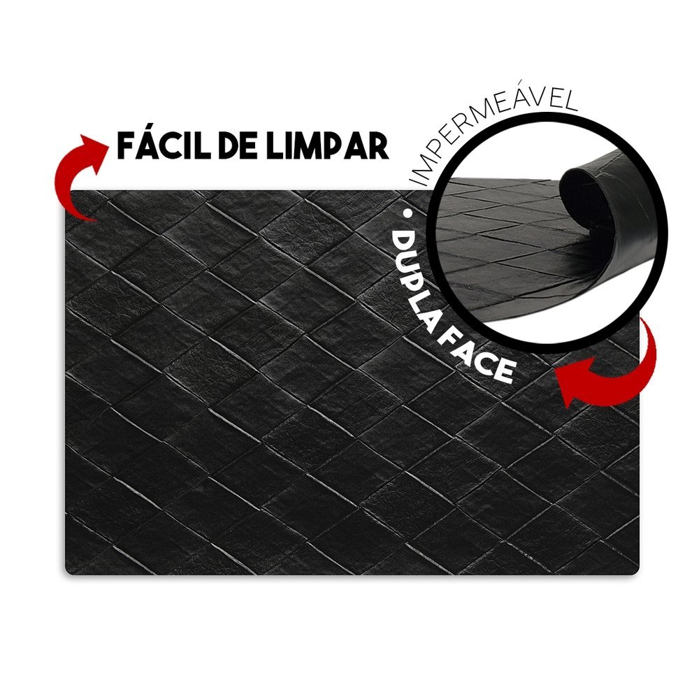 2 Jogo Americano Dupla Face Kori Preto Impermeável PVC - 3