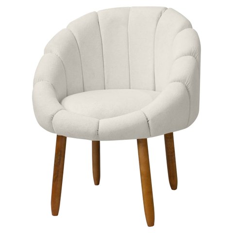 Poltrona Decorativa Orgânica Flora Fixa Recepção Estética Bouclê:bouclê Bege Marfim