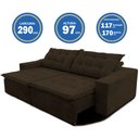 Ver imagem 7 de Sofá Amazonas 2,90 Metros Retrátil com Molas Suede Veludo Light Marrom - Sofá na Web
