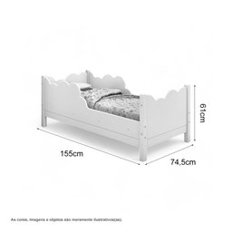 Cama Juvenil em Nuvem Cristal Branca com Colchão - 3