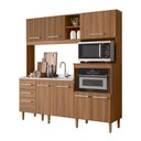 Ver imagem 1 de Cozinha Compacta Piatã 7 Portas 3 Gavetas sem Tampo Ipê/ipê/ripado Ipê - Nicioli