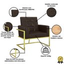 Ver imagem 2 de Poltrona Base de Ferro Dourada para Sala de Luxo Decorativa Tecido Corano